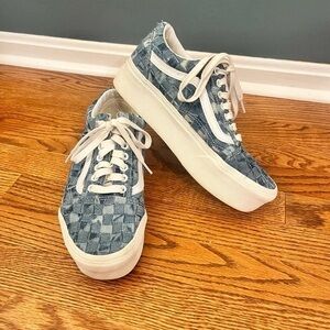 Vans Blue and White Checkered Sneakers